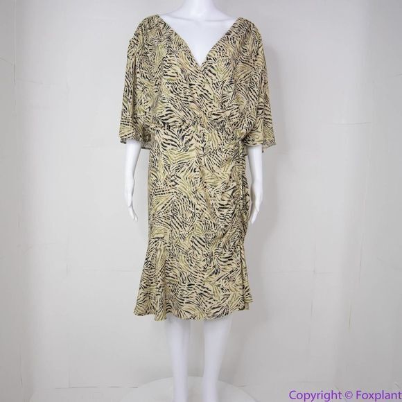 NEW Eloquii wrapped flutter sleeves animal‎ print dress, size 24 - Picture 15 of 16